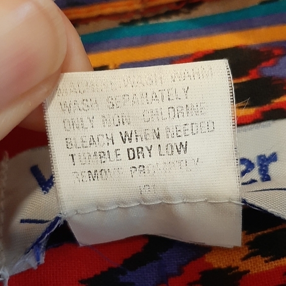 Vintage Wrangler Western Shirt Rodeo Cowboy Southwest Button Up Large Aztec Boho - Picture 5 of 5